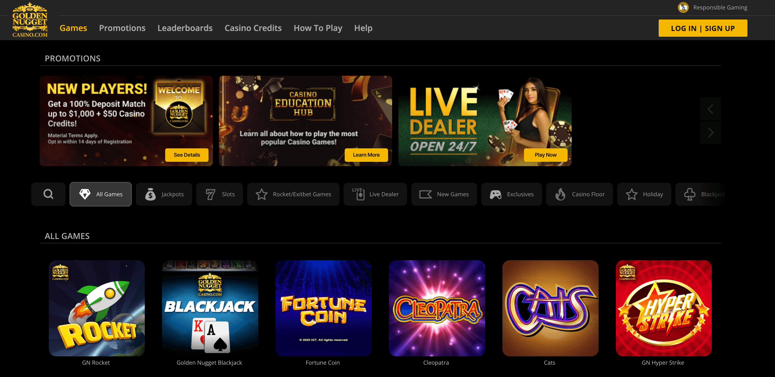Golden Nugget Online Casino PA Home Page
